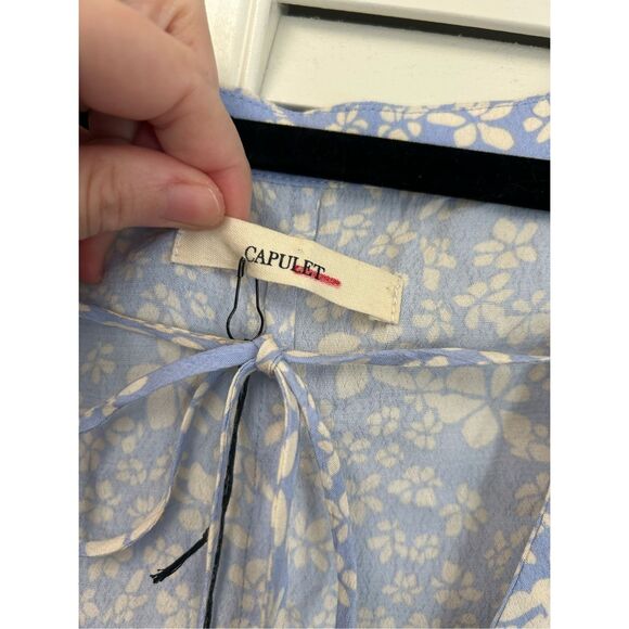 Capulet NWT Blue White Floral Tye Blouse, Sz Medium* - Picture 8 of 9